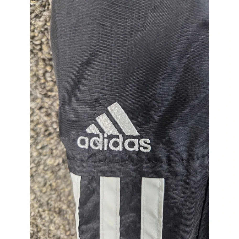 Adidas Athletic Pants Mens Large Black Nylon‎ 3-Stripe Sporty Fitness Sweats